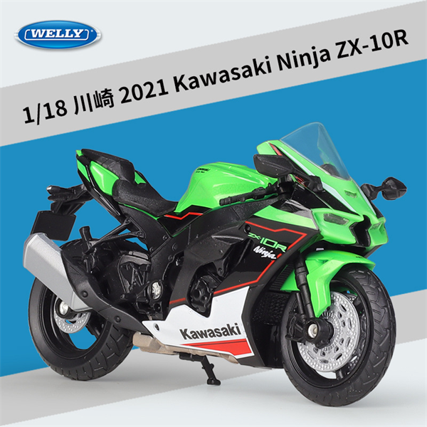 Mô hình xe kawasaki Ninja ZX10-R 2021 green tỉ lệ 1:18 Welly