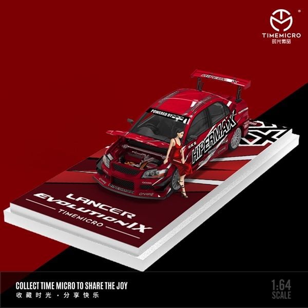  Mô hình xe Mitsubishi EVO 9th Generation - HIPERMAX Transparent Red tỉ lệ 1:64 MiniGT TM800209 