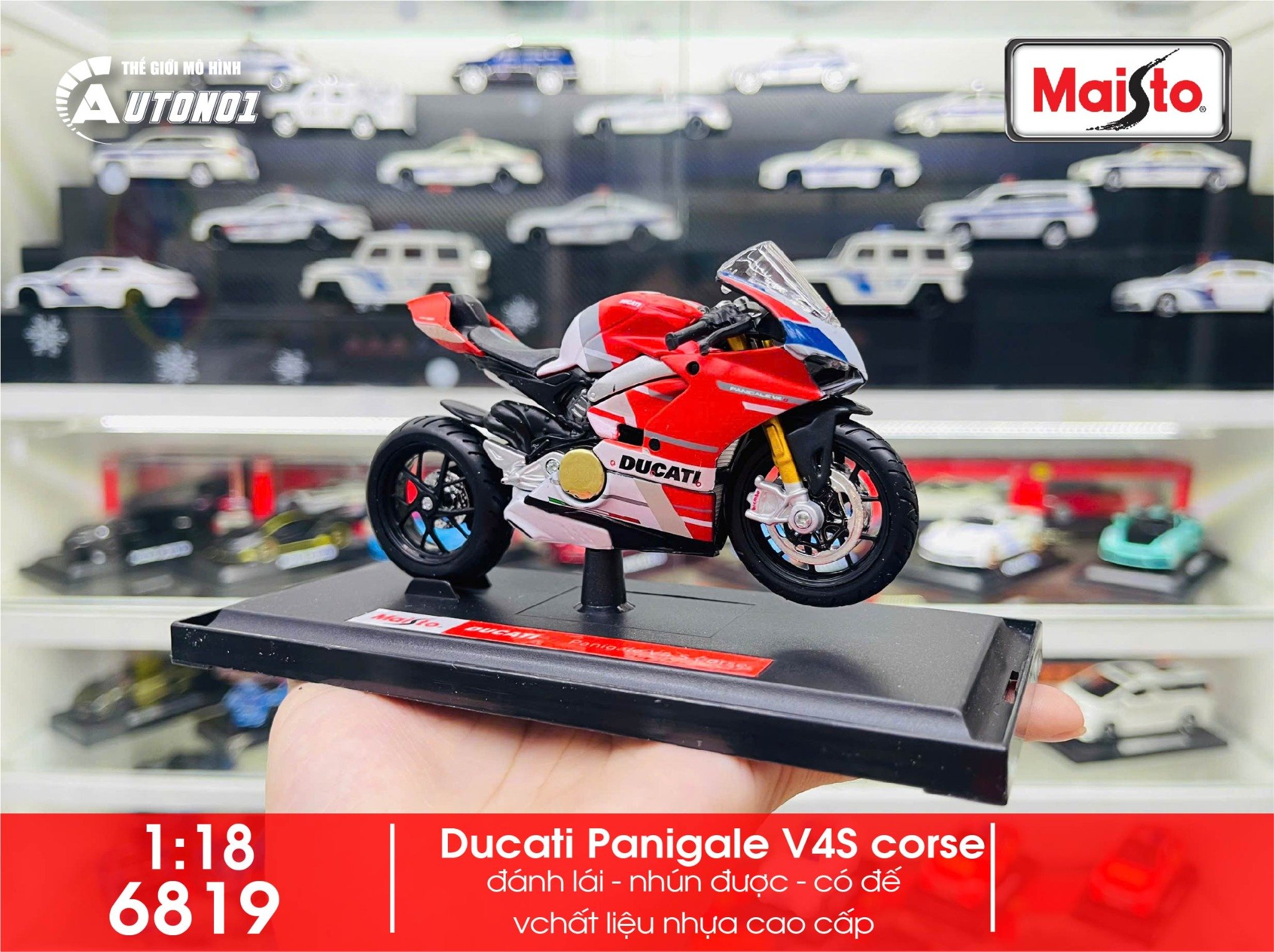  Mô hình xe Ducati Panigale V4S corse red 1:18 Maisto 6819 
