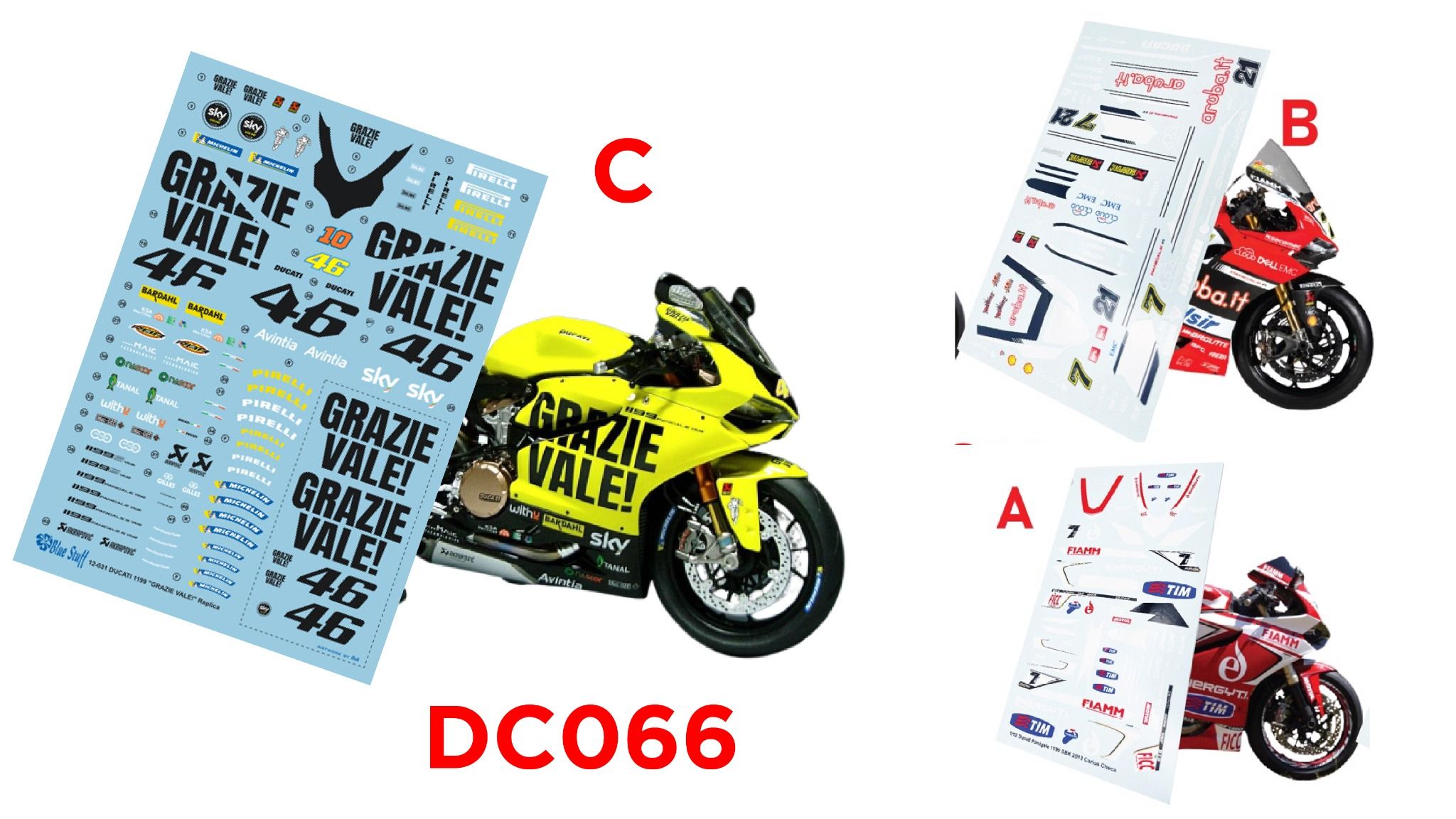  Decal nước Ducati 1199 Panigale 1:12 DC066 