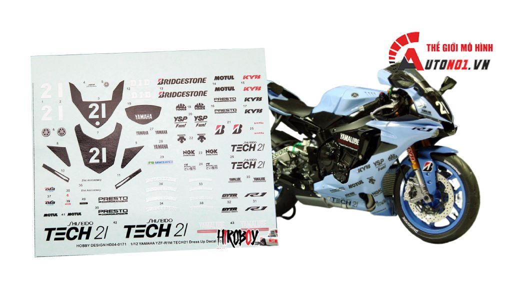 DECAL NƯỚC YAMAHA YZF-R1M 1:12 DC143