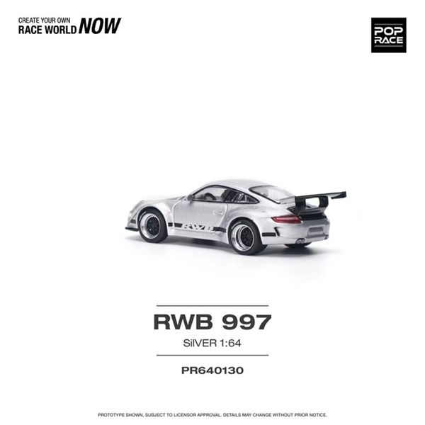  Mô hình xe Porsche RWB 997 Silver tỉ lệ 1:64 Poprace PR640130 