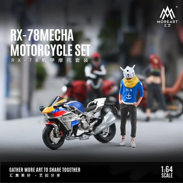 Mô hình nhân vật và mô tô Kawasaki Ninja H2 Gundam RX-78-2 Human's figure Set tỉ lệ 1:64 Modernart More art MO222046 