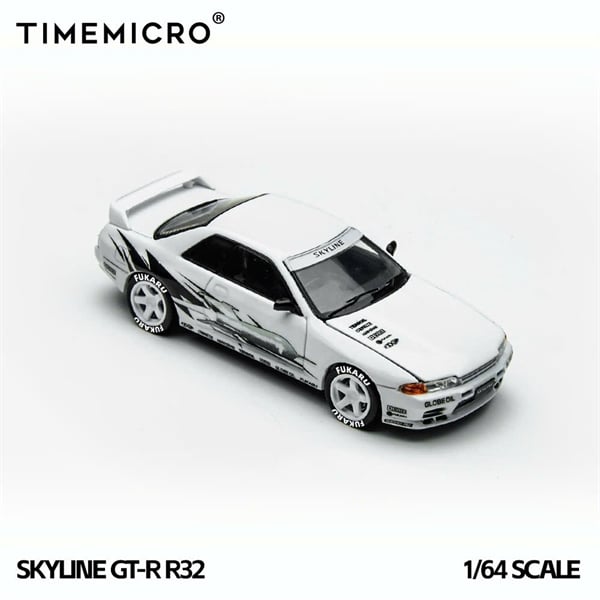  Mô hình xe Nissan Skyline GT-R R32 Los Santos Drift - White tỉ lệ 1:64 Time Micro TM644142 