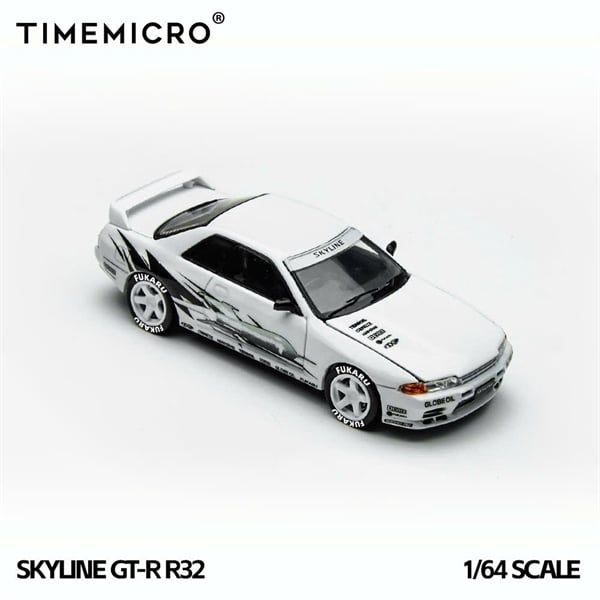  Mô hình xe Nissan Skyline GT-R R32 Los Santos Drift - White tỉ lệ 1:64 Time Micro TM644142 
