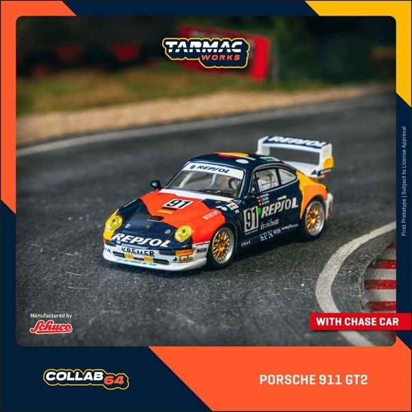 Mô hình xe Porsche 911 GT2 24h LE MANS 1995 #91 tỉ lệ 1:64 Tarmac Works T64S-004-REP 