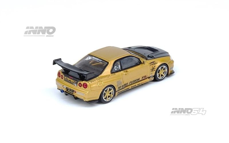  Mô hình xe Nissan GTR R34 gold TOP SECRET tỉ lệ 1:64 Inno64 IN64-R34TS-GOLD 
