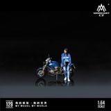  Mô hình nhân vật và mô tô BMW R nineT Blue Motorcycle Pretty Girl Simulation Resin Model tỉ lệ 1:64 More Art MO222129 