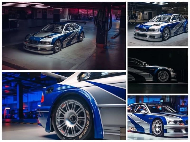  Mô hình xe BMW M3 E46 GTR NFS Silverblue Livery mở được capo tỉ lệ 1:64 MJ model OT64409 