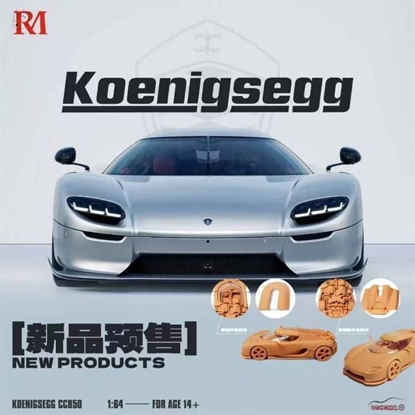  Mô hình xe Koenigsegg CC850 mở được mui và nắp máy sau tỉ lệ 1:64 Rhino model RM OT64393 