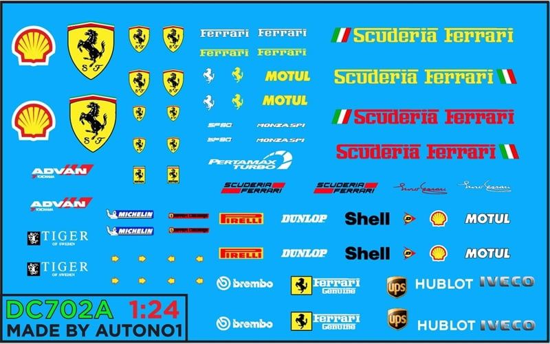  Decal nước trang trí xe Ferrari racing Sf90 Monza Scuderia Shell dán mọi nền màu cho xe mô hình tỉ lệ 1:24 DC702A 