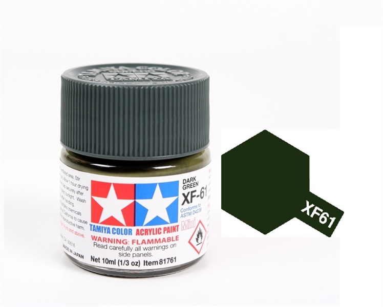 ACRYLIC MINI XF61 DARK GREEN SƠN MÔ HÌNH MÀU XANH LÁ ĐẬM 10ML TAMIYA 81761
