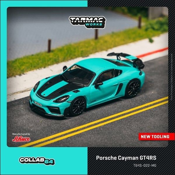  Mô hình xe Porsche Cayman GT4RS, Mint Green with box tỉ lệ 1:64 Tarmac Works T64S-022-MG 