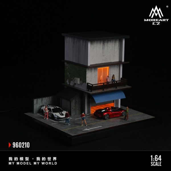  Hộp trưng bày mô phỏng nhà có hầm để xe có đèn - có mica bảo vệ Street Scene Assembly tỉ lệ 1:64 MoreArt MO960210 