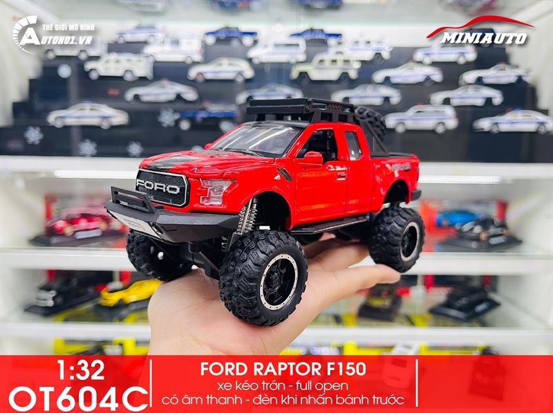  Mô hình Ford Raptor F150 Offroad full open - có đèn - âm thanh tỉ lệ 1:32 Miniauto OT32040 