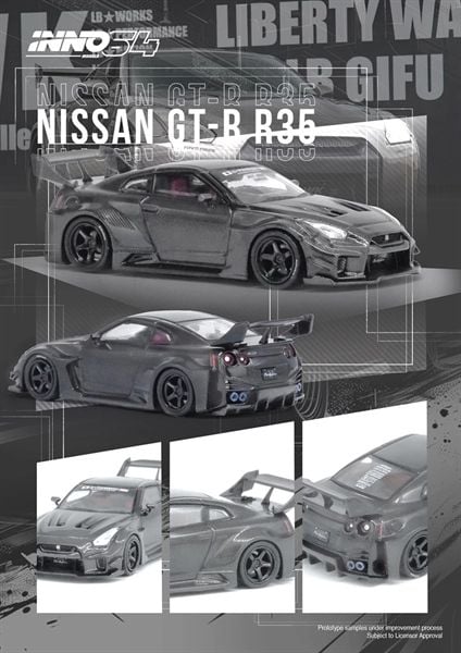  Mô hình xe Nissan GT-R (R35) LBWK Super Silhouette Full Carbon tỉ lệ 1:64 Inno64 model IN64-LBWKR35-FC 
