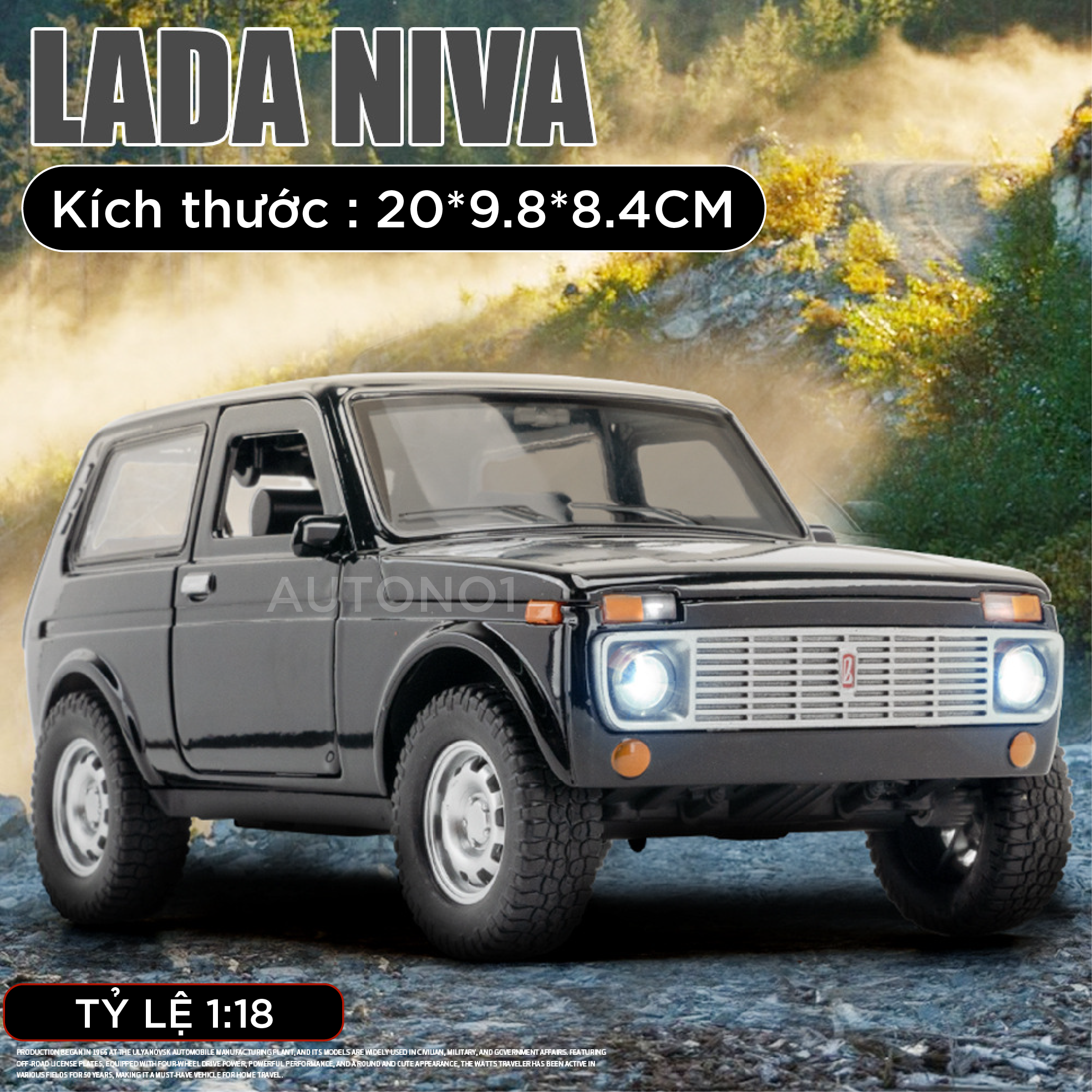  Mô hình xe Lada Niva full open , có đèn và âm thanh tỉ lệ 1:18 Alloy Model OT396 