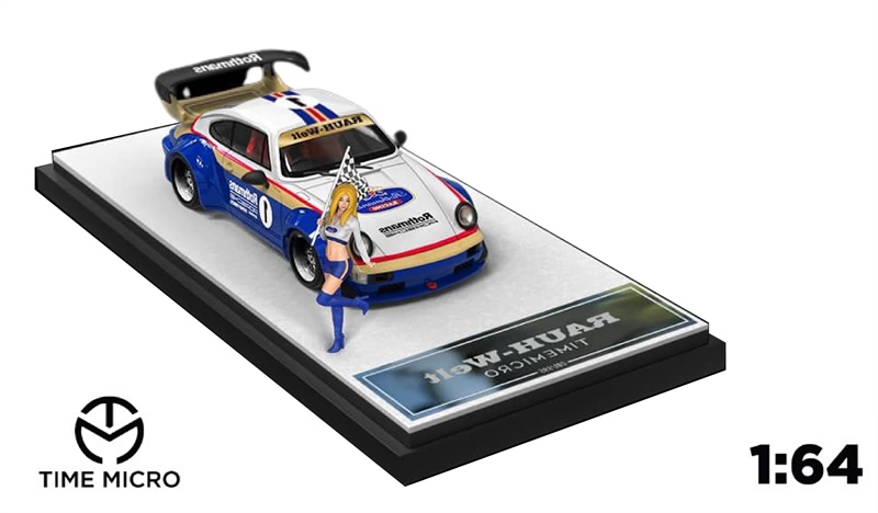  Mô hình xe Porsche Rauth Welt RWB 964Rothmans #1 blue white tỉ lệ 1:64 Time micro 