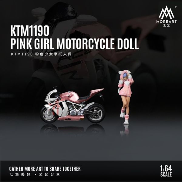  Mô hình nhân vật và mô tô KTM1190 Pink girl tỉ lệ 1:64 More Art MO222099 