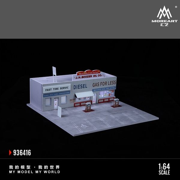  Hộp trưng bày mô phỏng trạm xăng phong cách mỹ American Gas station tỉ lệ 1:64 MoreArt MO936416 