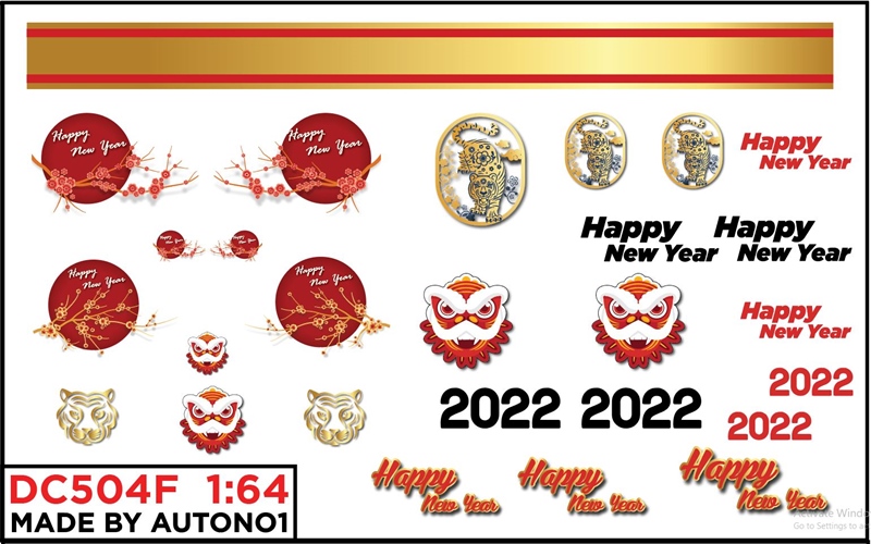  Decal nước Happy New Year 2022 - Tiger 1:64 Autono1 DC504f 