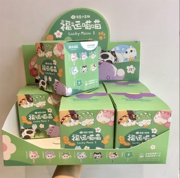  Blind box hộp mù móc khóa CIAOKA Lucky meow Mèo thần tài v2 green box Blind box chính hãng Baby Three BL026 