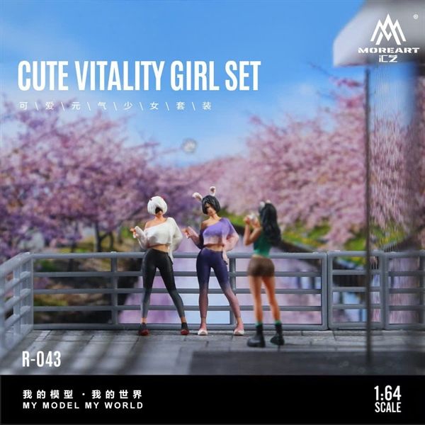  Set mô hình 3 nhân vật nữ Cute Vitality Girl Set Simulation Resin tỉ lệ 1:64 MoreArt 