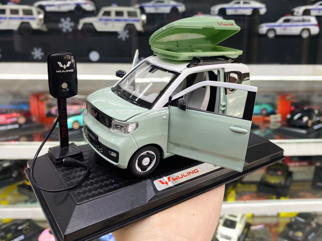 Mô hình xe Wuling Hongguang Mini EV full open - kèm phụ kiện tỉ lệ 1:24 Chezhi OT582