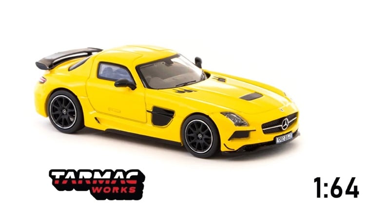  Mô hình xe Mercedes-Benz SLS AMG Coupé BlackYellow tỉ lệ 1:64 Tarmac Works 