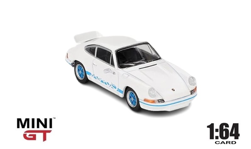  Mô hình xe Porsche 911 Carrera RS 2.7 Grand Prix White with Blue Livery tỉ lệ 1:64 MiniGT MGT00715-CH 