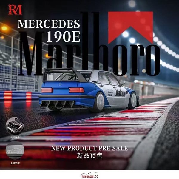 Mô hình xe Mercedes-Benz 190E W201, HWA concept modification version tỉ lệ 1:64 Rhino Model OT64260 
