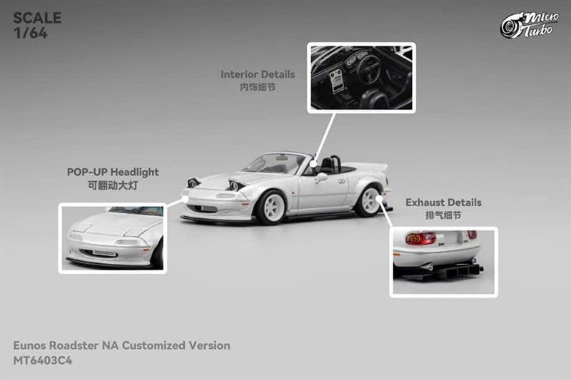  Mô hình xe Eneuos Roadster NA Customized Miata tỉ lệ 1:64 Micro Turbo MT6403C4 