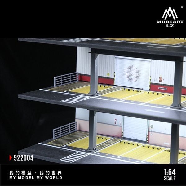  Hộp trưng bày mica mô phỏng bãi đỗ xe 3 tầng có đèn American kích thước 30x15x28.5cm tỉ lệ 1:64 MoreArt MO922004 