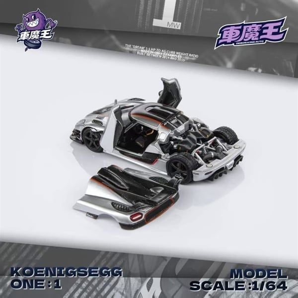  Mô hình xe Koenigsegg One:1 Openable Doors and Magnetic Engine Hood tỉ lệ 1:64 Demon King OT64464 