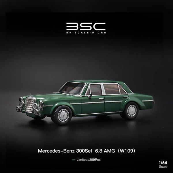  Mô hình xe Mercedes-Benz 300SEL W109 AMG Green tỉ lệ 1:64 Briscale Micro BSC BC640039 
