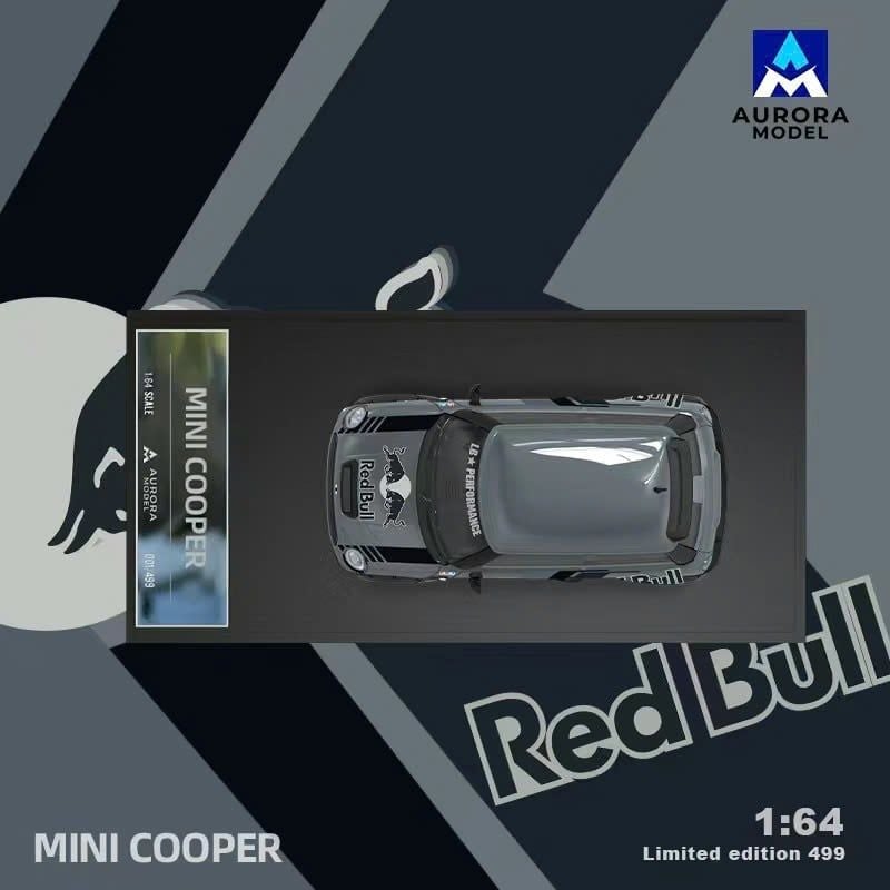  Mô hình xe Mini Cooper Redbull Livery Limited 499 pcs tỉ lệ 1:64 Aurora model AM643627 