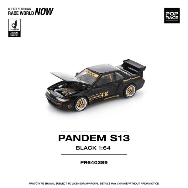  Mô hình xe Nissan Silvia S13 Pandem black tỉ lệ 1:64 Poprace PR640289 