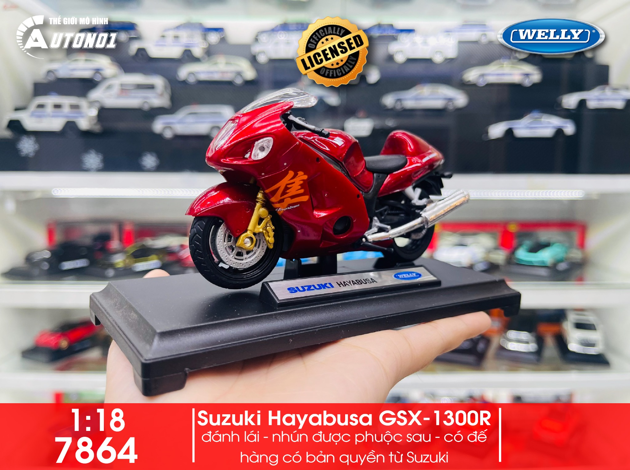 MÔ HÌNH XE MÔ TÔ SUZUKI HAYABUSA GSX-1300R 1:18 MAISTO 7864