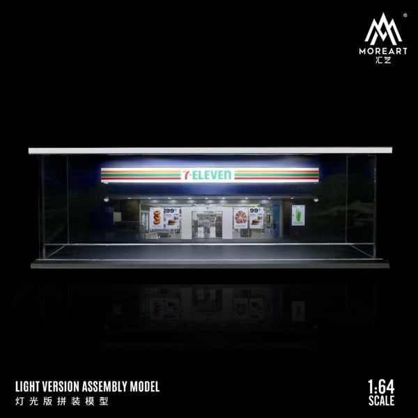  Hộp trưng bày mica mô phỏng cửa hàng tiện lợi 7 eleven kích thước 30x13.3x10cm tỉ lệ 1:64 MoreArt MO914202 
