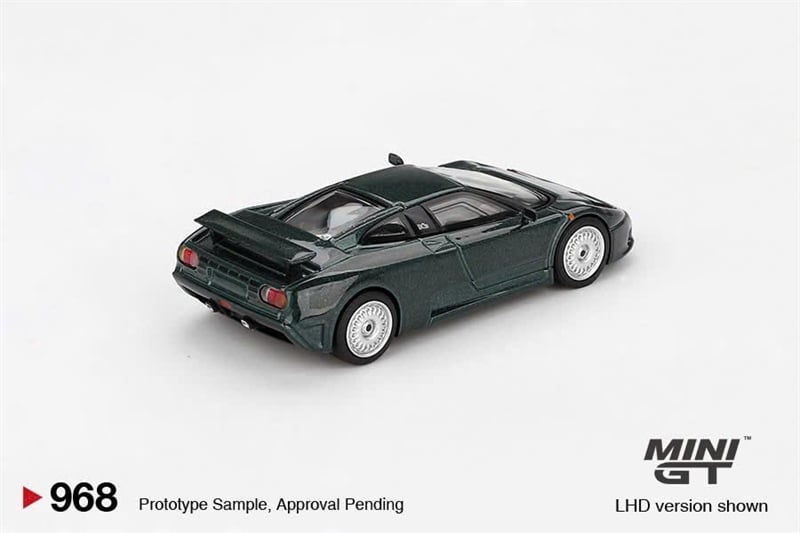  Mô hình xe Bugatti EB110 GT Verde Scuro bản card tỉ lệ 1:64 MiniGT MGT00968-BL 