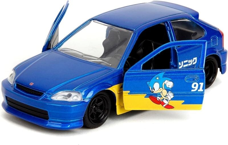  Mô hình xe Sonic The Hedgehog with 1997 Honda Civic Type-R Hollywood Rides tỉ lệ 1:32 JADA TOYS 24078 