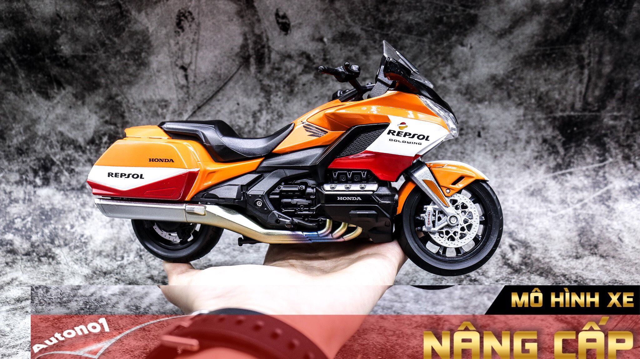  Mô hình xe độ Honda Goldwing 2020 Custom Repsol 1:12 Autono1 Welly D169D 