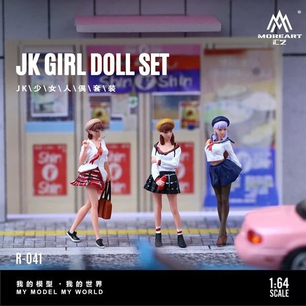  Mô hình set 3 nhân vật JK Girl Doll tỉ lệ 1:64 MoreArt R-041 