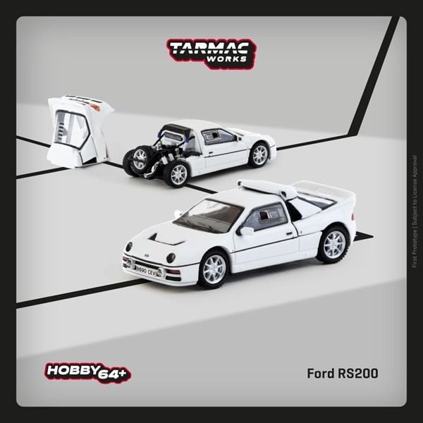  Mô hình xe Ford RS200 - White tháo được nắp máy sau tỉ lệ 1:64 Tarmac works T64P-001-WH 