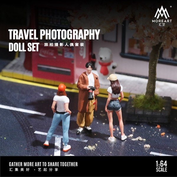  Mô hình nhân vật figure set 3 người du lịch - chụp ảnh travel photography tỉ lệ 1:64 MoreArt MO223022 