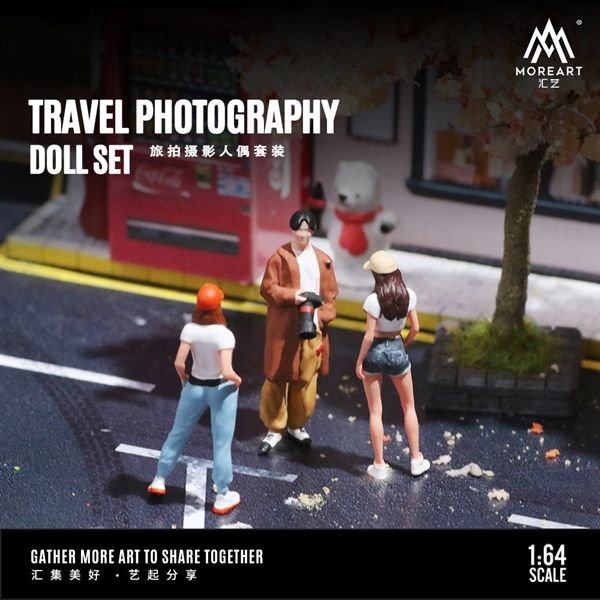  Mô hình nhân vật figure set 3 người du lịch - chụp ảnh travel photography tỉ lệ 1:64 MoreArt MO223022 