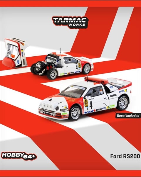  Mô hình xe Ford RS200, Rallye Catalunya 1986, Antonio Zanini / Josep Autet tỉ lệ 1:64 TARMAC WORKS 