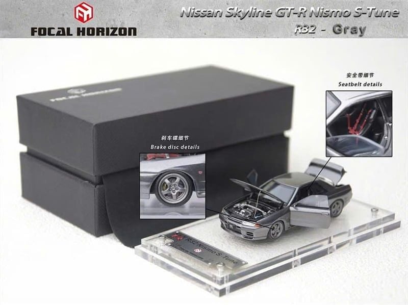  Mô hình xe Nissan Skyline GT-R Nisom S-Tune (R32) Grey tỉ lệ 1:64 Focal Horizon OT64417 