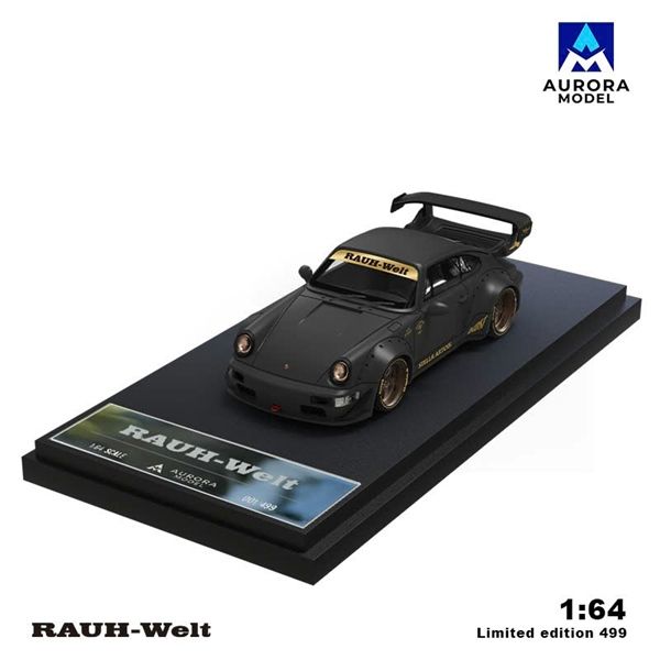  Mô hình xe Porsche Rauth Welt RWB946 Matt black limited 499pcs tỉ lệ 1:64 Aurora model AM640875 