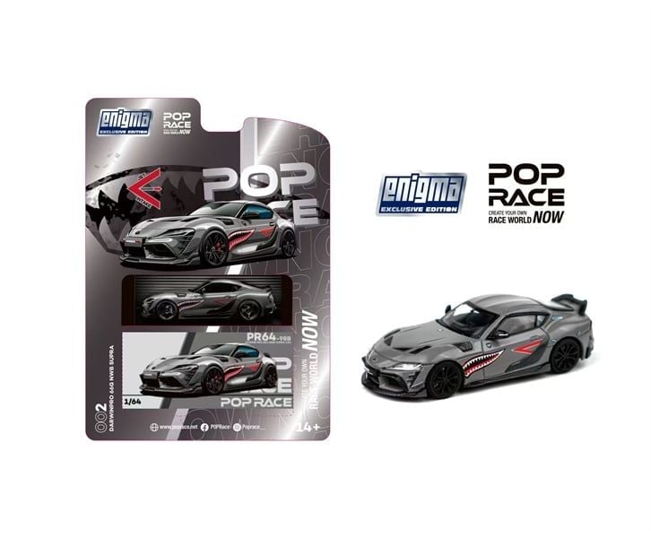 Mô hình xe Toyota Supra A90 Darwin Pro 66G NWB - Grey metallic bản card tỉ lệ 1:64 Poprace PR64002 